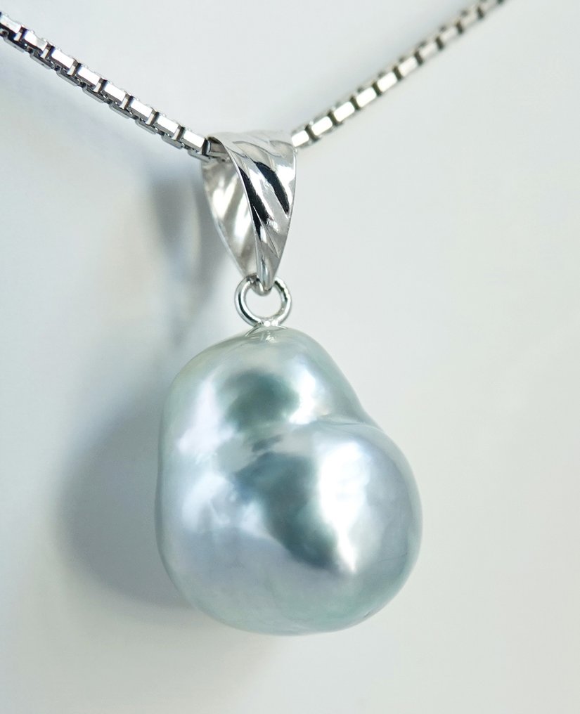 χωρίς τιμή ασφαλείας - Κρεμαστό κόσμημα - 18 καράτια Λευκός χρυσός Μαργαριτάρι - Νότιος Ωκεανός, Αληθινό Μπαρόκ #4.3