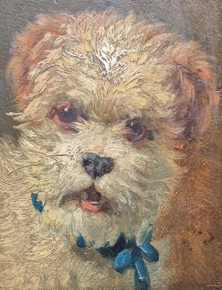Otto Eerelman (1839-1926), Attributed to - Terriër met blauwe strik #1.0