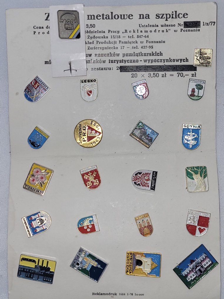 主題系列 - 75个PIN’S套装——一个杂项集合,包括80/90年代的广告PIN,以及来自波兰各城市的PIN。 #3.2