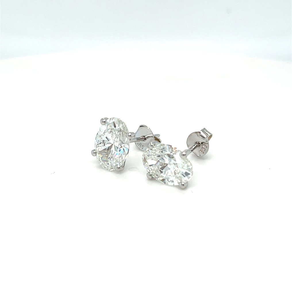 Nincs minimálár - Drop fülbevaló - 14 kt. Fehér arany -  5.08ct. tw. Gyémánt (Laboratóriumban előállított) #4.3