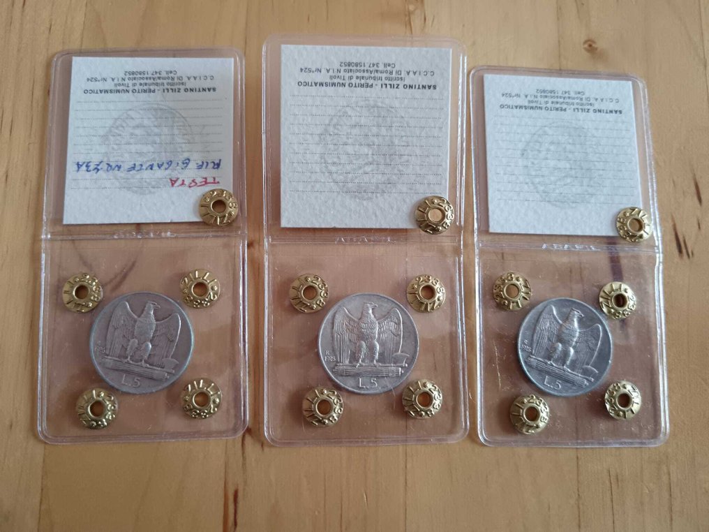 Ιταλία, Βασίλειο 5 Lire 1926, 1928 Aquilotto (1 Rosetta, 2 Rosette) (χωρίς τιμή ασφαλείας) #1.0