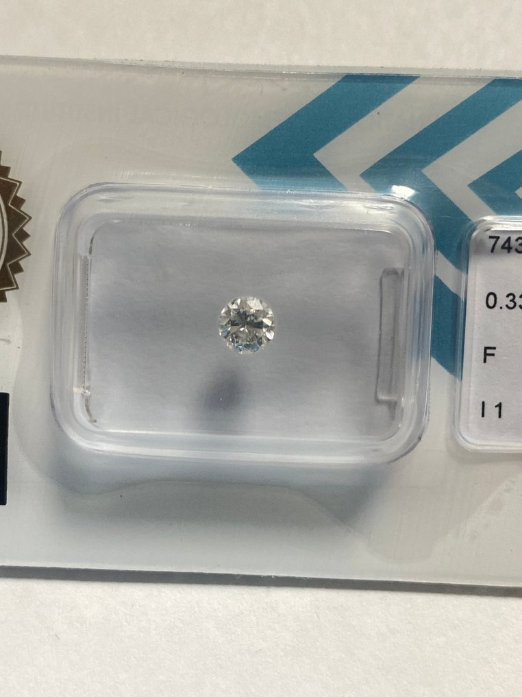 没有保留价 - 1 pcs 钻石  (天然)  - 0.33 ct - 圆形 - F - I1 内含一级 - 国际宝石研究院（IGI） #1.0