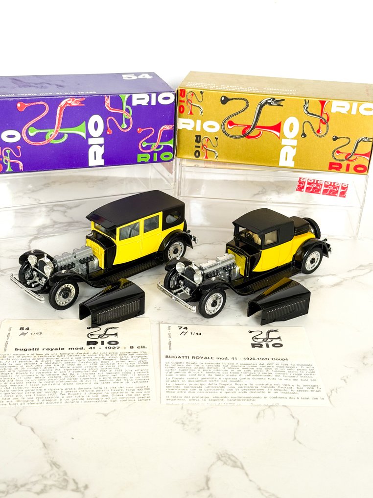 Rio 1:43 - Αυτοκίνητο μοντελισμού (2) - Bugatti Royale Type 41 (1927 & 1929) – Models No. 54 & 74 - Made in Italy #1.0