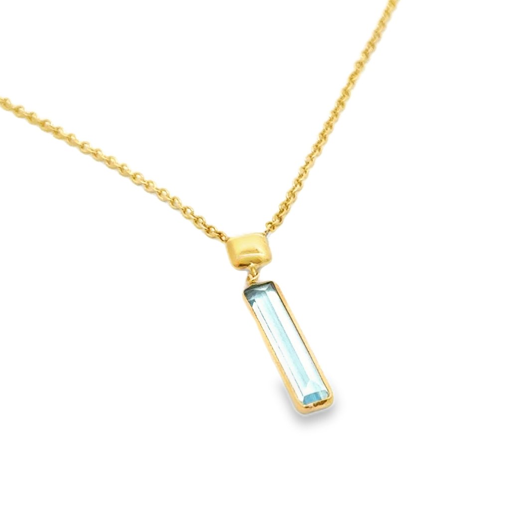 χωρίς τιμή ασφαλείας - Κολιέ - 14 καράτια Κίτρινο χρυσό -  1.00ct. tw. Ακουαμαρίνης #1.0