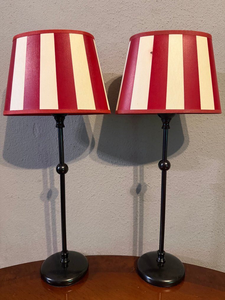 檯燈 (2) - 黃銅, 织物 - 一对台灯 #2.1