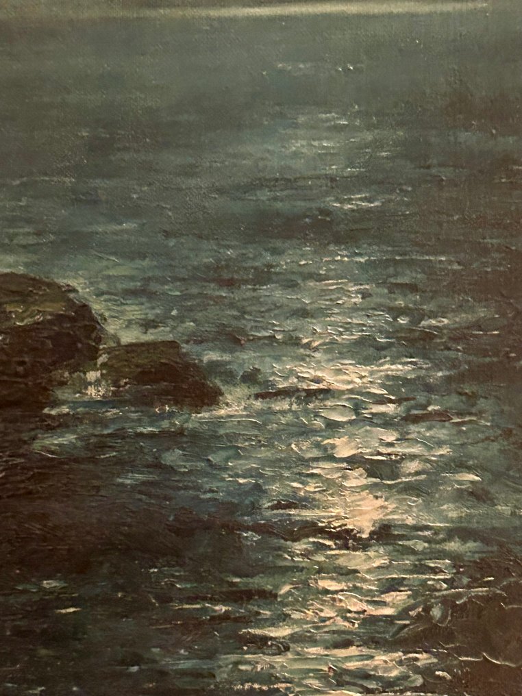 Giovanni Cavalleri (1858-1934) - Marina notturna luminosa #3.2