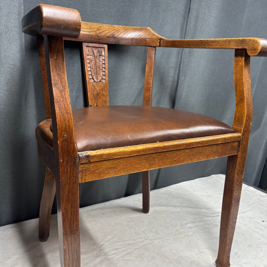 Chair - Wood, Leather - Office chair - Art Deco #2.1