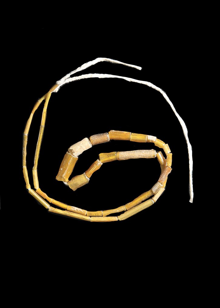 古罗马 米色玻璃 管状珠链  (没有保留价) #2.1