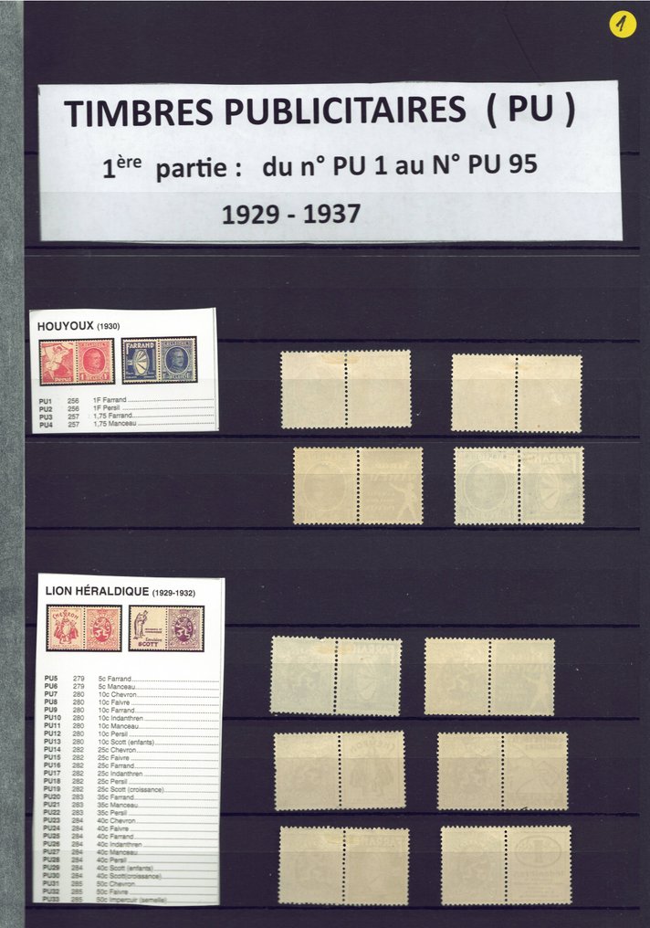 Belgium 1929/1941 - Complete collection of advertising stamps - Valeur élevée dans le CODT #2.1