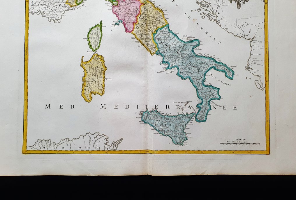 Europe - Italy / Sicily / Sardinia / Lombardy / Campania / Puglia; Robert de Vaugondy - Carte de l'Italie , 1758 - 1751-1760 #3.2