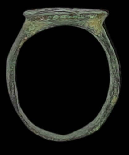 中世纪 -青铜-非常罕见的魔法五角星护身符戒指-直径15毫米-公元9至11世纪 戒指 (没有保留价) #3.2