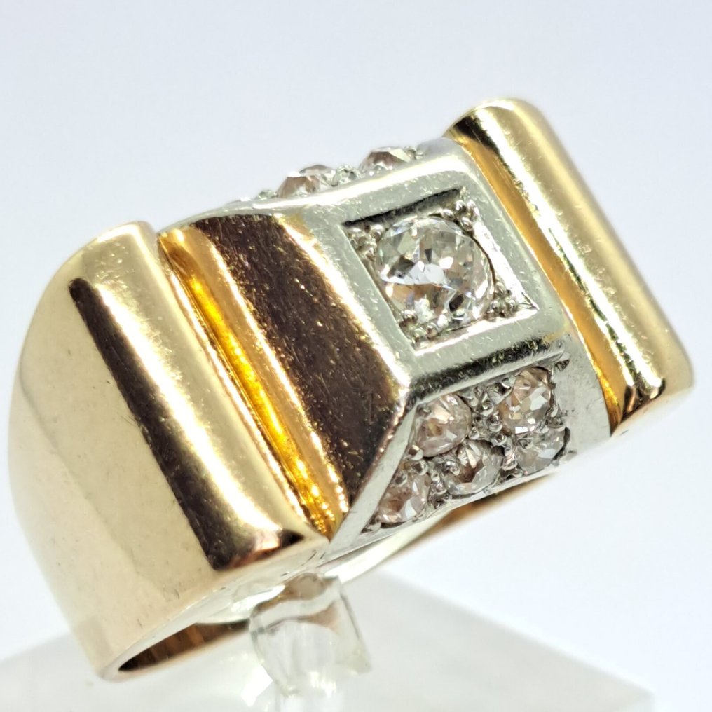 戒指 - 18K包金 黄金 钻石 (天然) - 钻石 #1.0