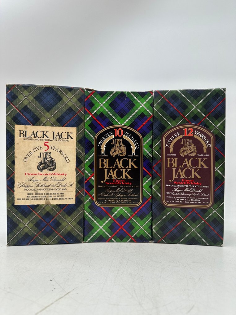 Black Jack - 5yo + 10yo + 12yo  - b. Années 1970, Années 1980 - 750ml - 3 bouteilles #1.0
