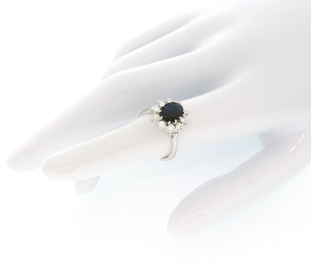 Zonder minimumprijs - Ring - 18 karaat Witgoud - 3.00ct. tw. Saffier - Diamant #1.0