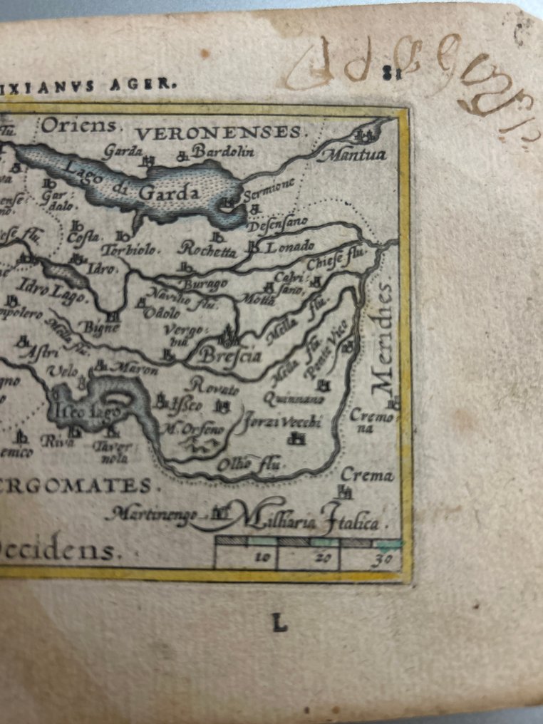 義大利 - 伦巴第 / 布雷西亚地区，包括加尔达湖、布雷西亚、克雷马及其周边城市。; Abraham Ortelius (1527–1598) - “Brixianus Ager / Bresciano” - 1601-1620 #2.1