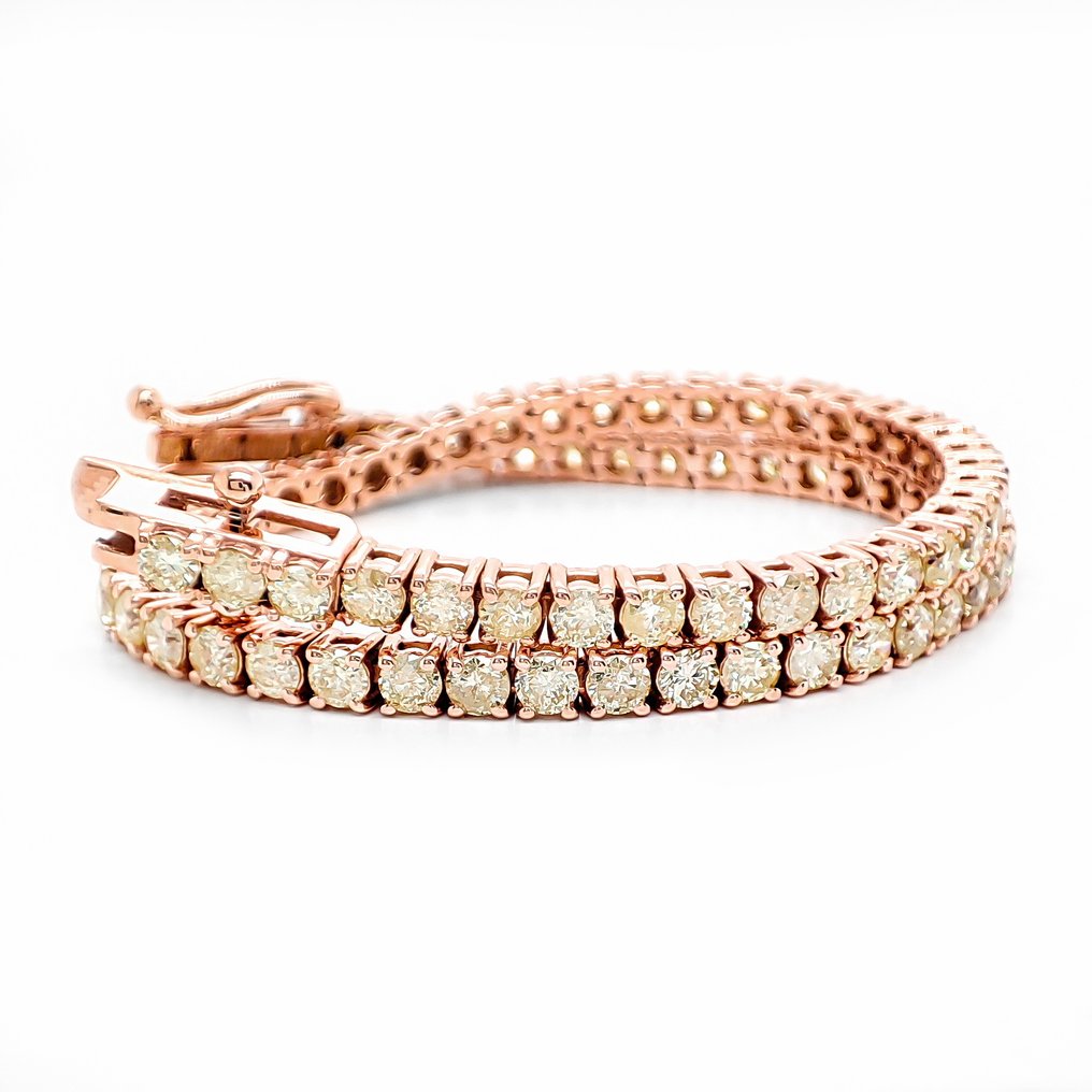 没有保留价 - 手镯 - 14K包金 玫瑰金 - 3.73ct. tw. 黄色 钻石 (天然色彩的) #1.0