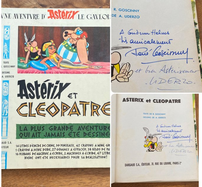 Asterix T6 - Astérix et Cléopâtre + dédicaces manuscrites de Goscinny et Uderzo - C - 1 Album - Reprint - 1965 #1.0