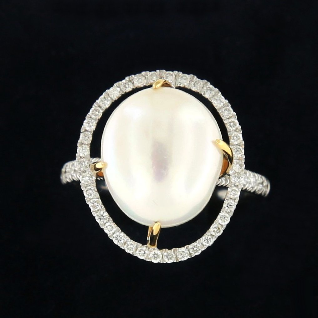 Mimi - 戒指 - 18K包金 白金, 玫瑰金 - 0.32ct. tw. 珍珠 - 钻石 #1.0