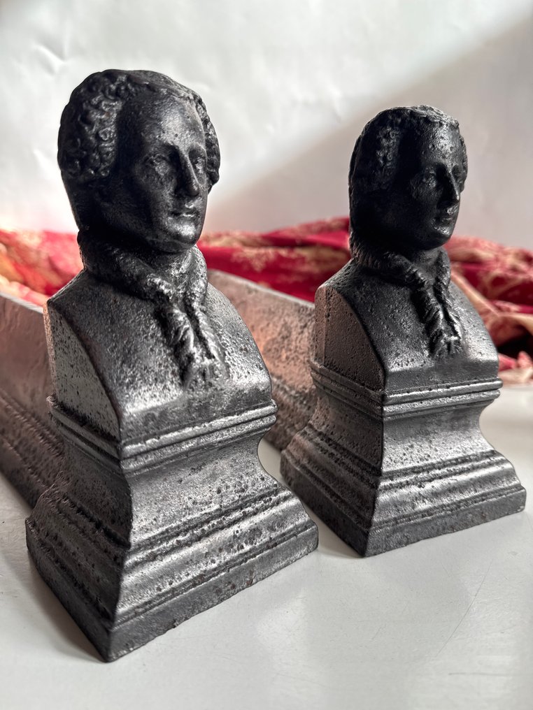 (壁炉的)柴架 (2) - 古董的法国壁炉 - 铁, 镀银 #1.0