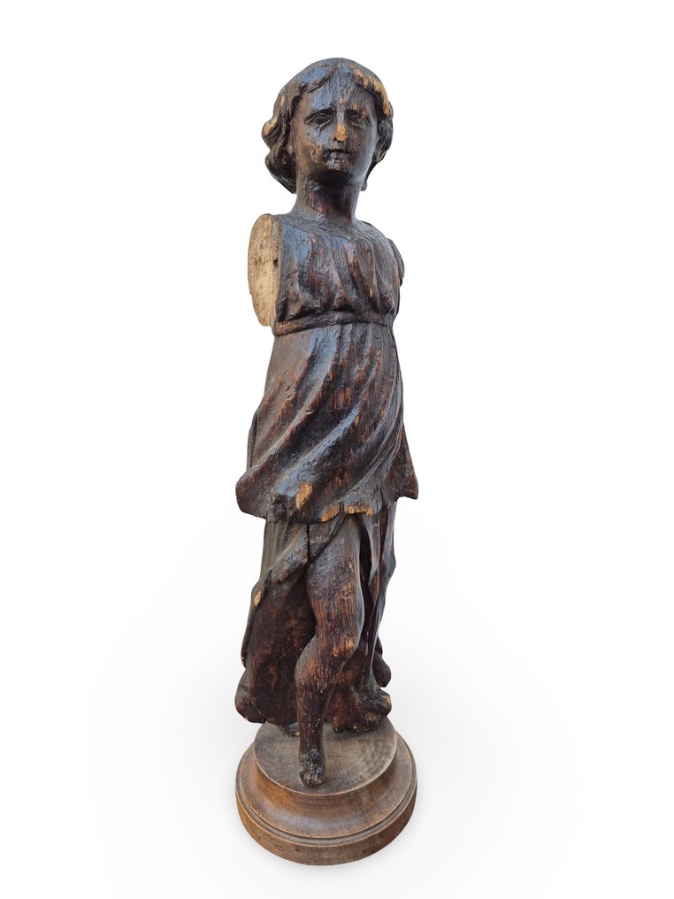 Statue, Ange en bois sculpté XVIIe siècle - 68 cm - Træ #1.0