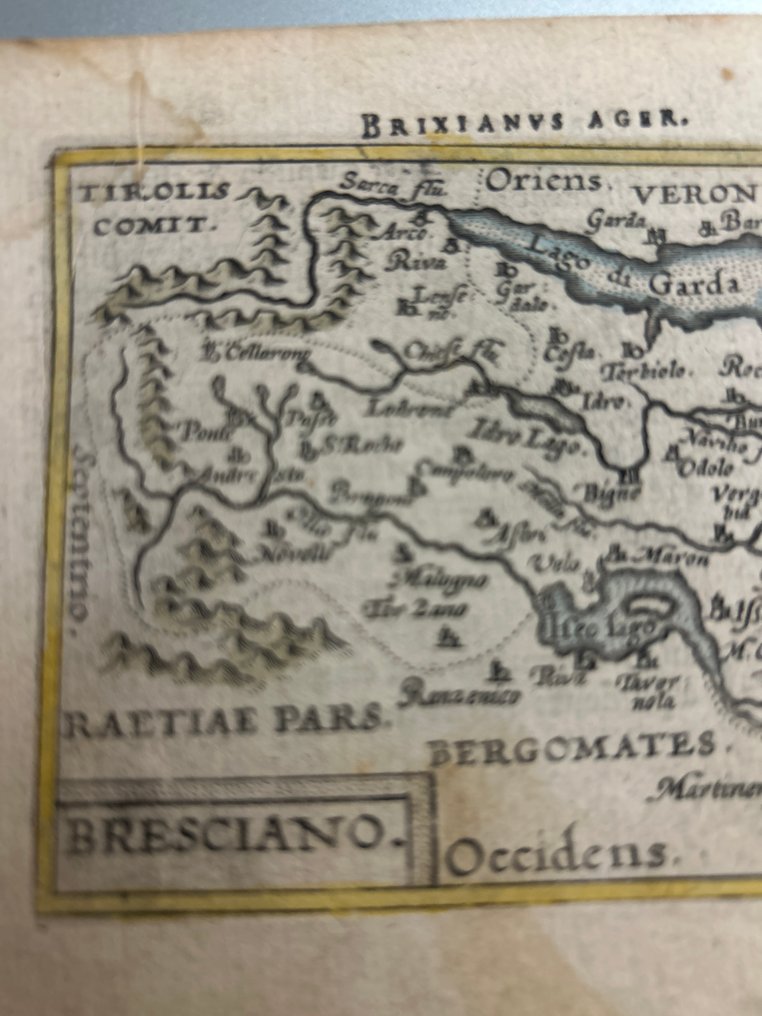 義大利 - 伦巴第 / 布雷西亚地区，包括加尔达湖、布雷西亚、克雷马及其周边城市。; Abraham Ortelius (1527–1598) - “Brixianus Ager / Bresciano” - 1601-1620 #4.3