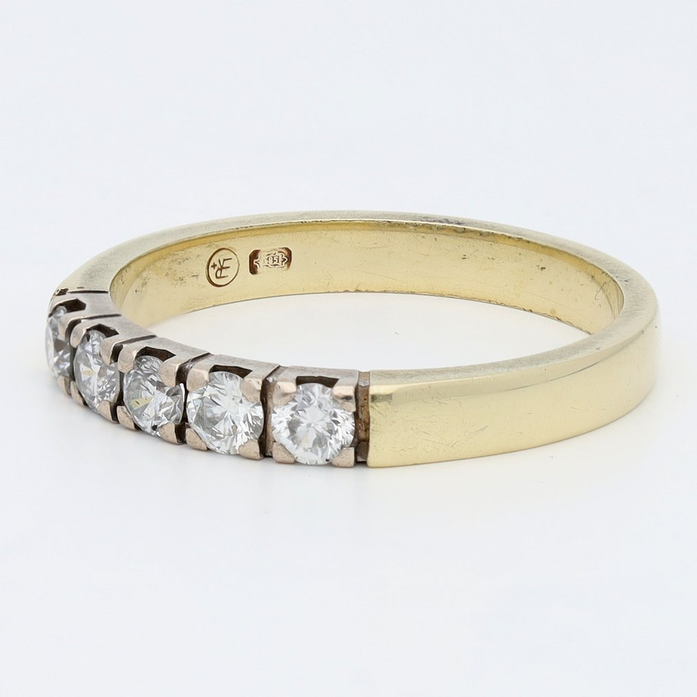 戒指 - 14K包金 白金, 黄金 钻石 (天然) - Rij环 #1.0
