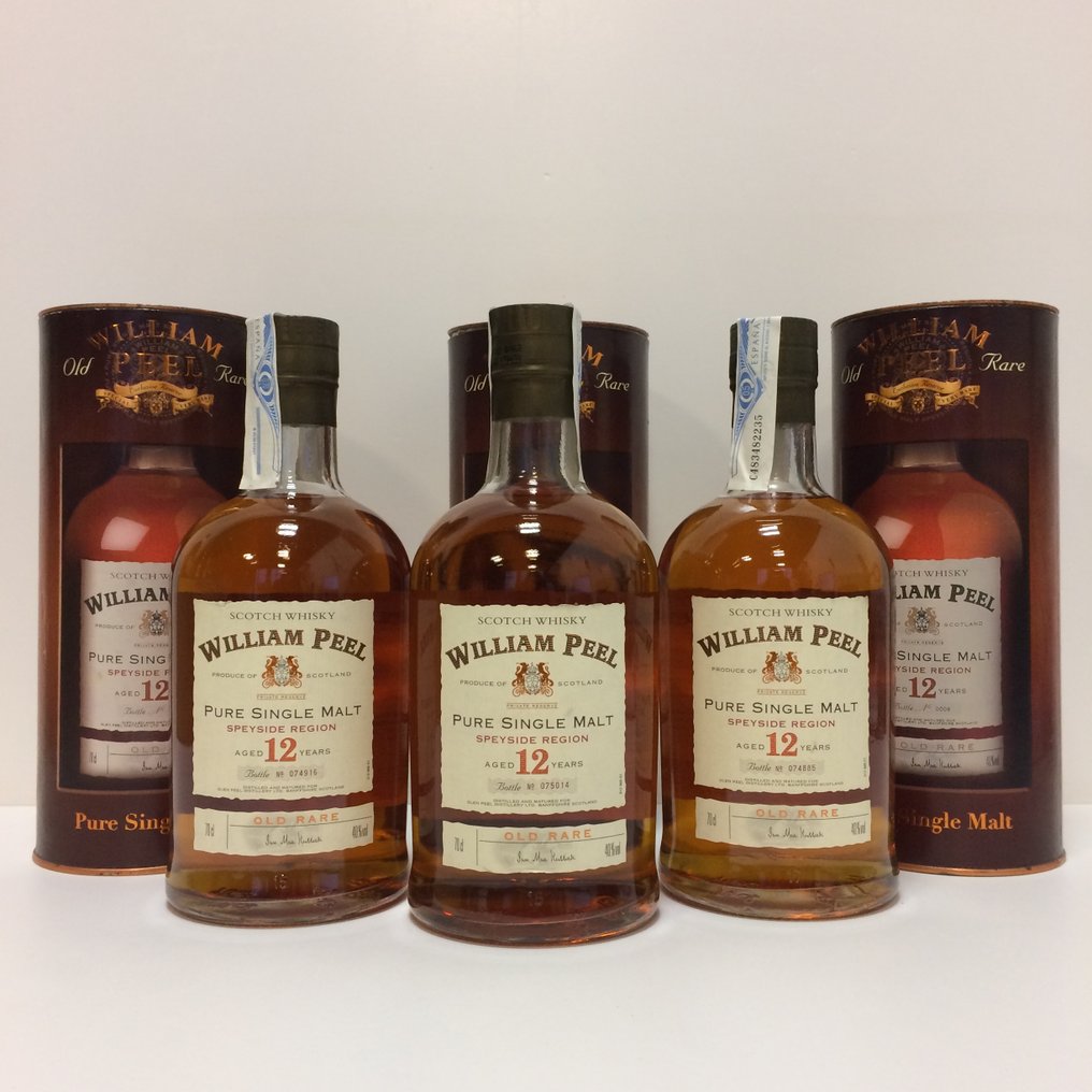 William Peel 12 years old Old Rare - Pure Single Malt - 70 cl - 3 flasker #1.0
