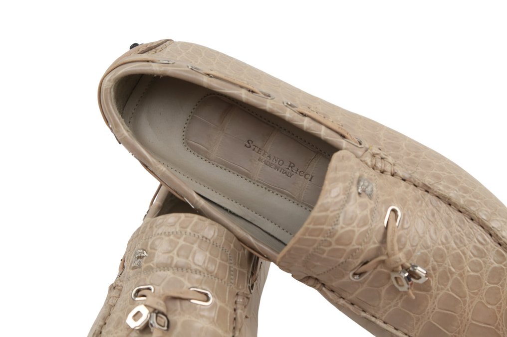 STEFANO RICCI RRP 4000€ Luxury Driving Loafers – 100% Alligator Leather – Beige Exclusive - 8 UK - Mocassins - Size: EU 42 - New in box #3.2