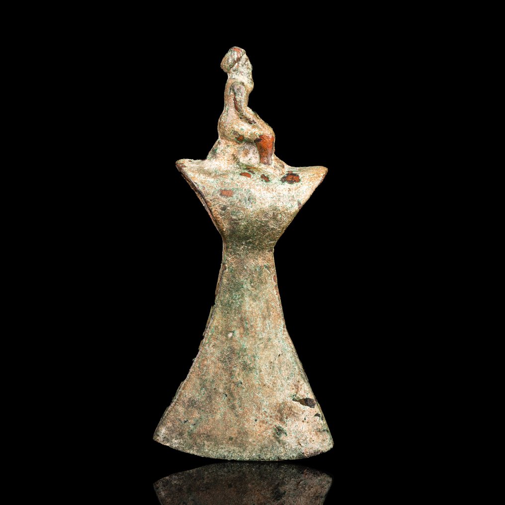 Bactrian Bronze Axe with Seated Figure - Very Rare!  (No reserve price) #1.0