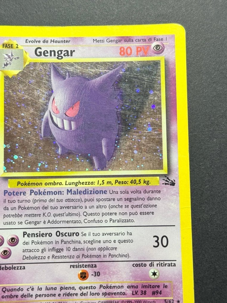 Pokémon - 1 Card - Gengar 5/62 Holo - WOTC - Fossil #2.1
