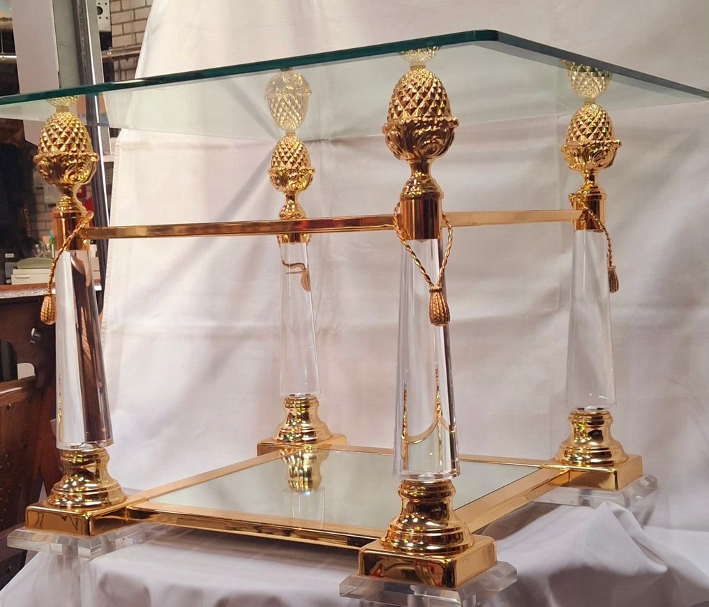 In style of Maison Charles - 咖啡桌 - 玻璃, 水晶, 黃銅, lucite #2.1