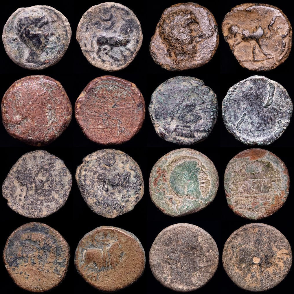 . Ancient Hispania Obulco (3), Castulo (3), Carmo and Secaissa.. Coins Minted between the II to I centuries B.C. (No Reserve Price) #1.0