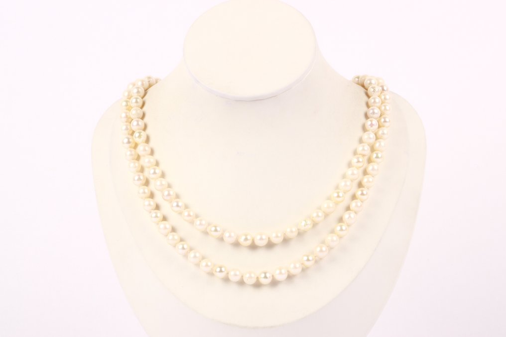 项链 - 14K包金 白金 珍珠 - 红宝石 - 中世纪经典 #1.0