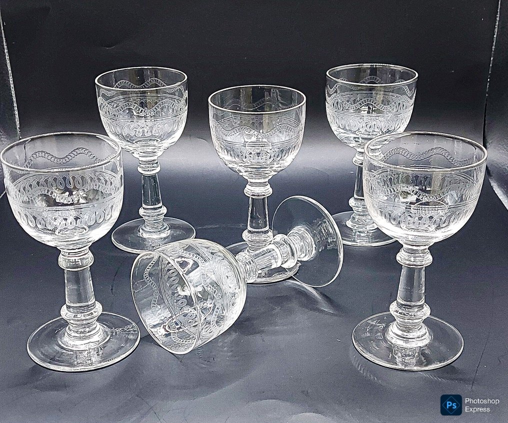 Val Saint Lambert - 波特酒酒杯 (6) - Lothaire - 玻璃 #1.0