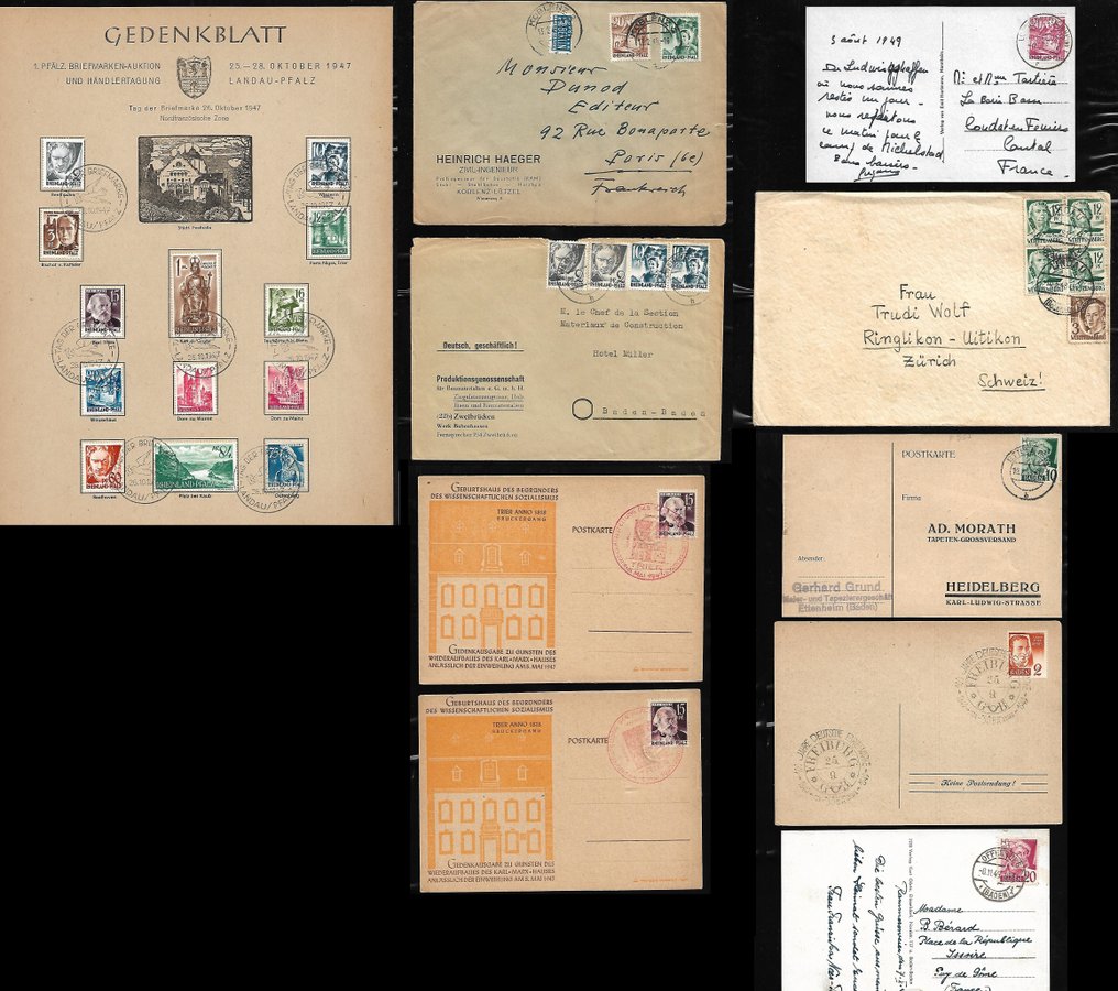 北德邮政区 1947/1949 - 巴登、莱茵兰、符腾堡的文件和信件。 #1.0