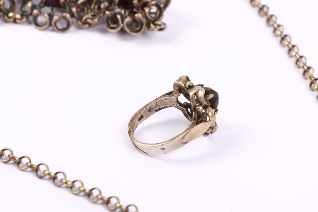 Senza prezzo di riserva - Parure di gioielli da 3 pezzi Argento - granato vintage #4.3