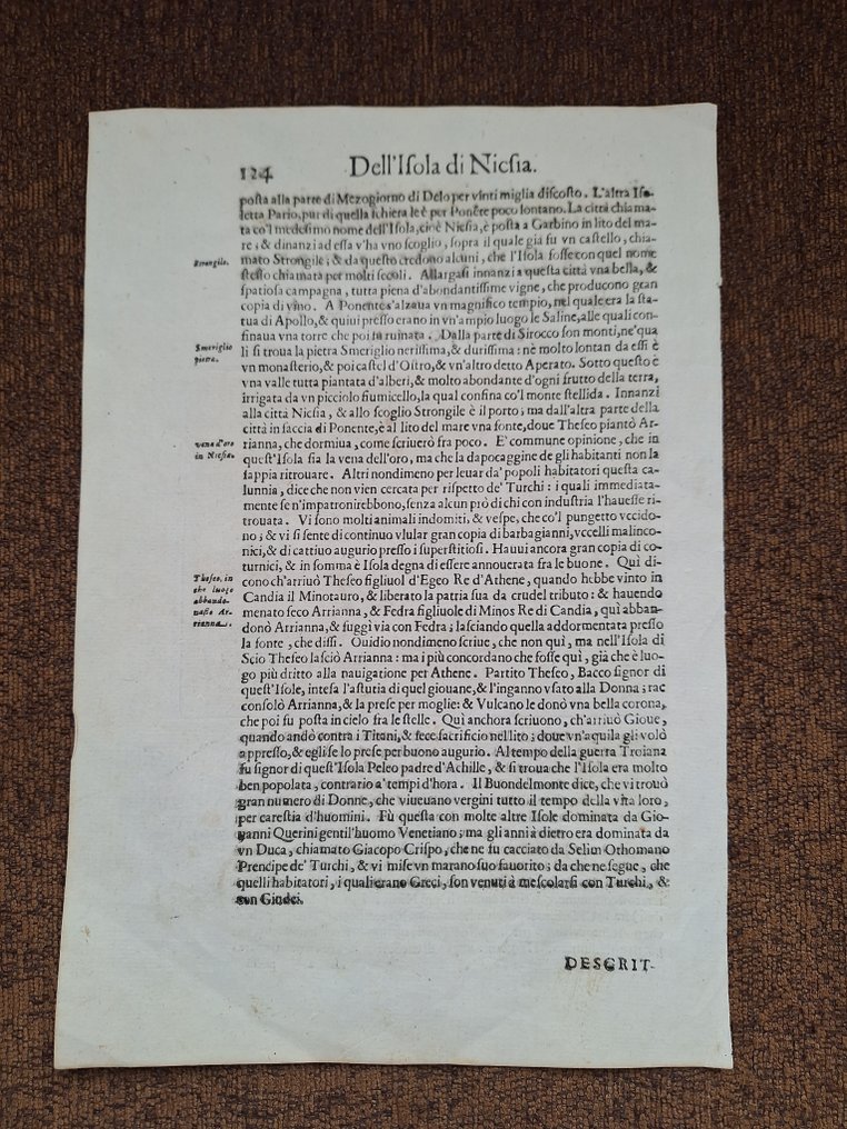 希臘 - Naxos; Tomaso Porcacchi - Descrittione dell' Isola di Nicsia - 1561-1580 #1.0