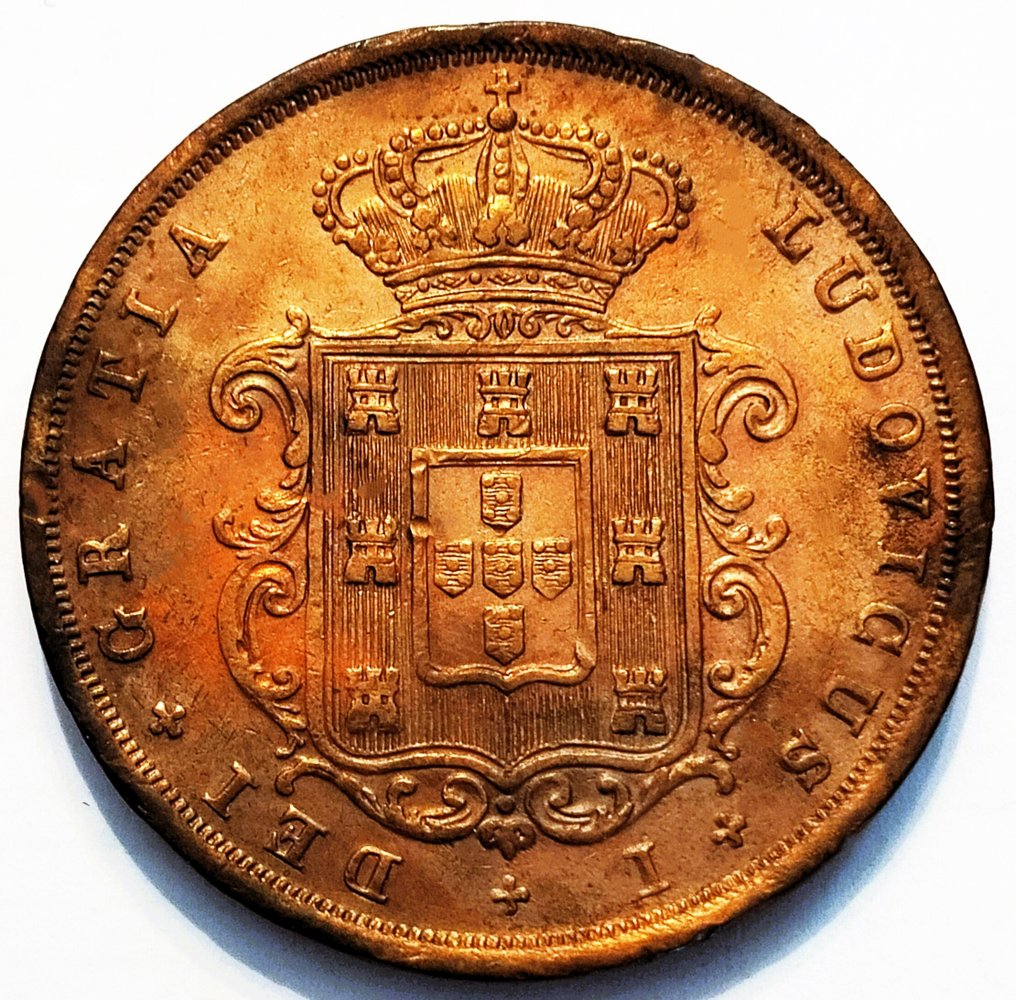 Portugal. D. Luís I (1861-1889). XX Reis - 1874 - 4 com Pé - Escassa - Cobre (Ingen reservasjonspris) #1.0