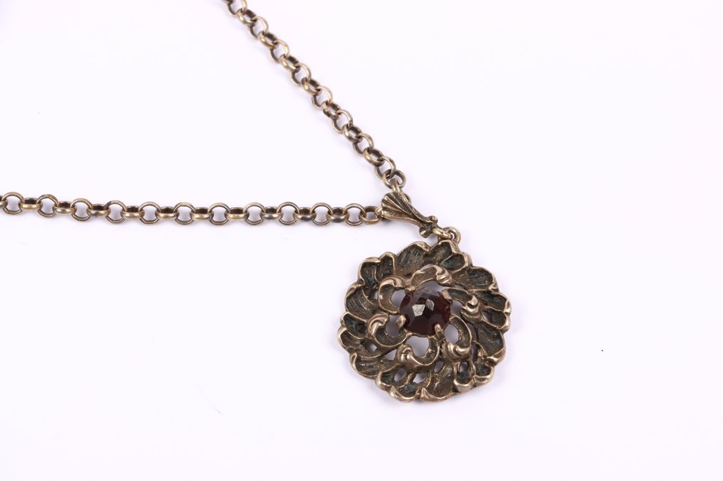 Senza prezzo di riserva - Parure di gioielli da 3 pezzi Argento - granato vintage #1.0