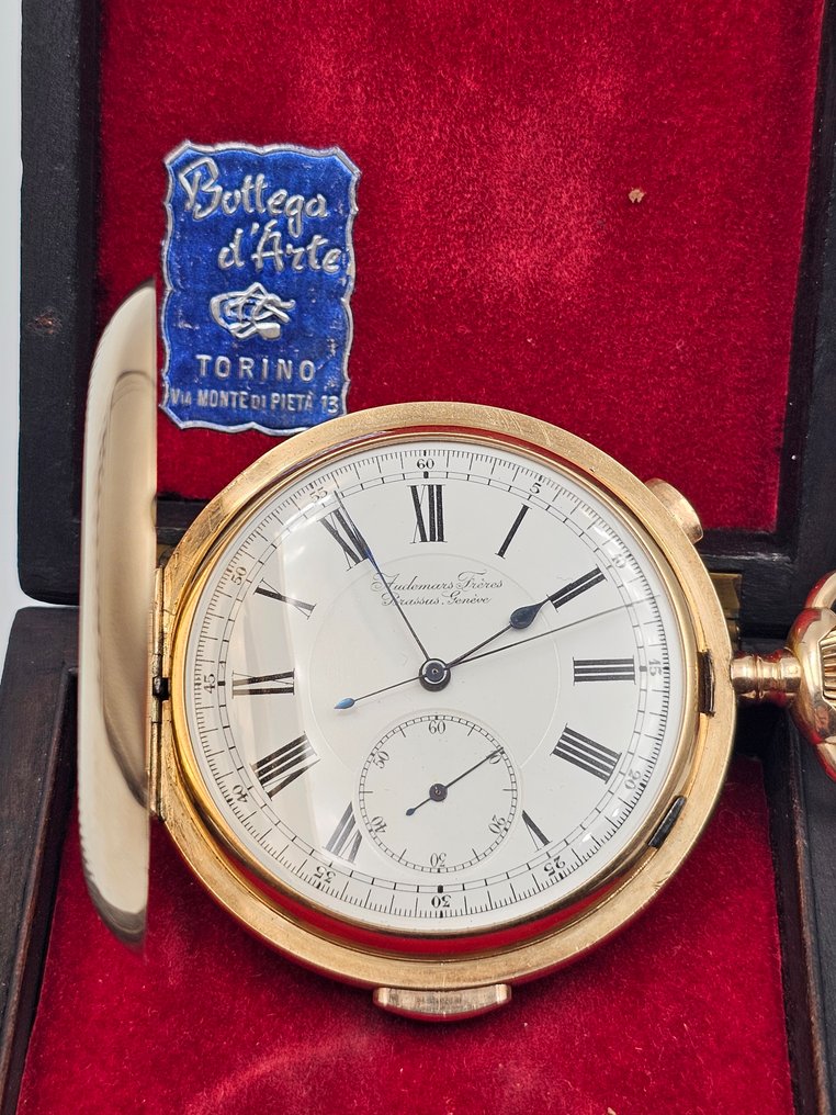 Audamars Feres Brassus & Geneve - 14K GOLD Quarter Repeater Chronograph Savonette Case Pocket Watch - 161942 - 1850-1900 #3.2