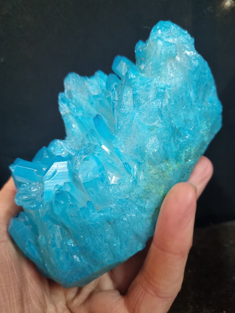 Very large Aqua Aura Quartz Crystal Crystal cluster - Height: 143 mm - Width: 75 mm- 690 g #3.2