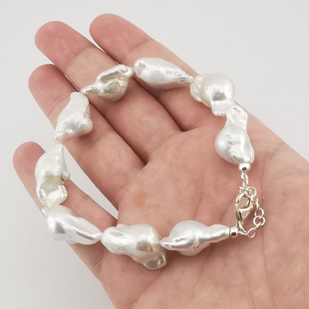 Gyöngy - Ezüst - Karkötő - olasz kézművesség #2.1