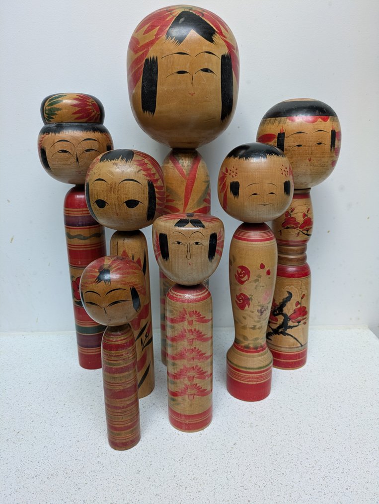 一套漂亮的七个复古木偶 - 木 - Multiple Artists - 昭和年代(1926-1989) #4.3