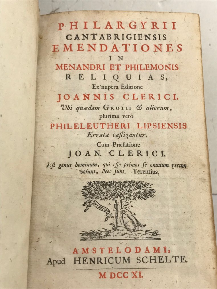 Jan Cornelis de Pauw / Jean Le Clerc - Philargyrius Cantabrigiensis : Cleri adversus Phileleutheri Lipsiensis emendationes in Menandri et - 1711 #1.0