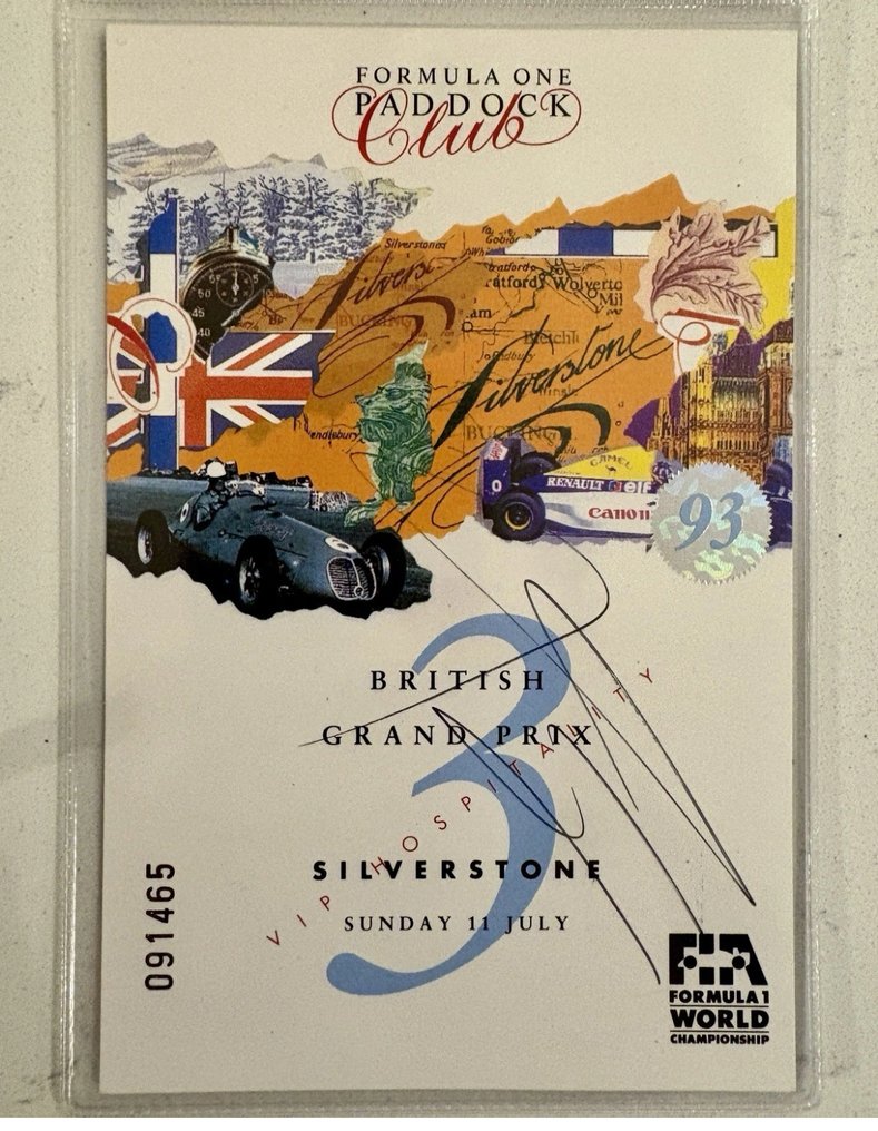 Ayrton Senna Signed VIP Paddock Pass Silverstone 1993 + Photos - Badge  #3.2