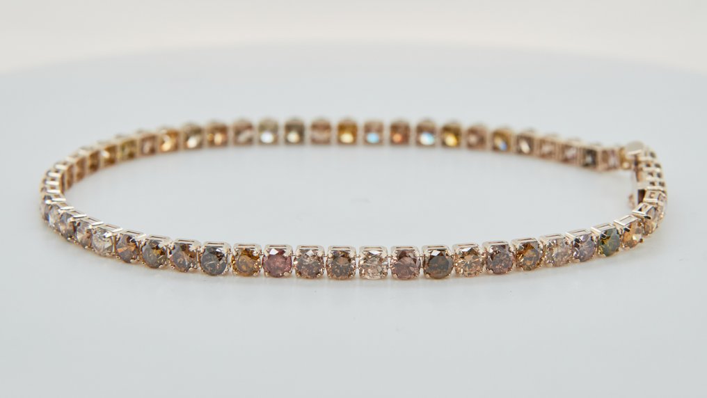 沒有保留價 - 手鈪 - 18 克拉 黃金 -  9.75ct. tw. 鉆石 (天然彩色) #4.3