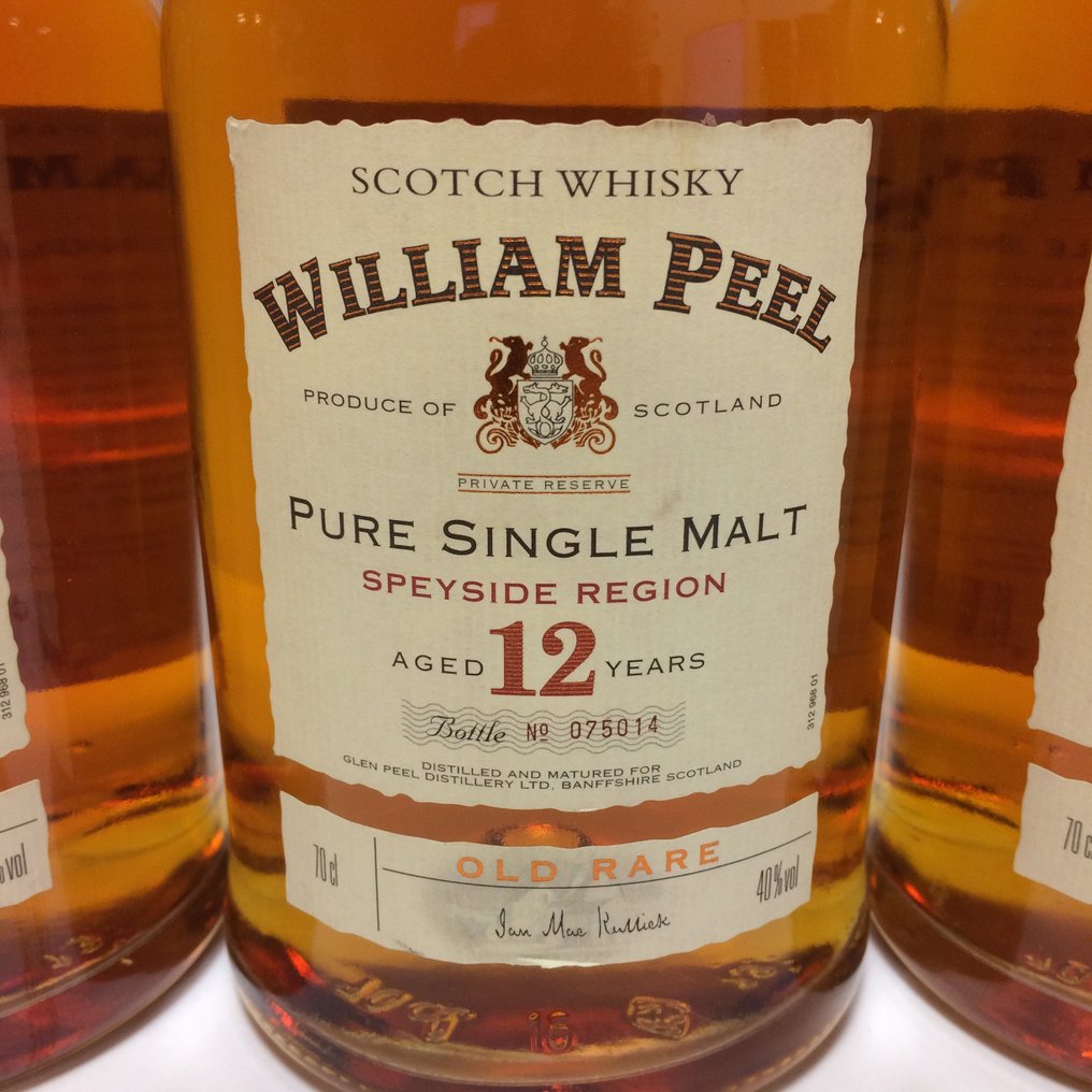 William Peel 12 years old Old Rare - Pure Single Malt - 70 cl - 3 flasker #2.1
