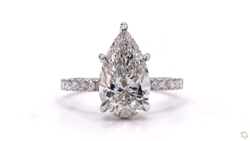 Ei pohjahintaa - Sormus - 18 kt. Valkokulta -  3.55ct. tw. Timantti (Laboratoriossa kasvatettu) - Timantti #1.0