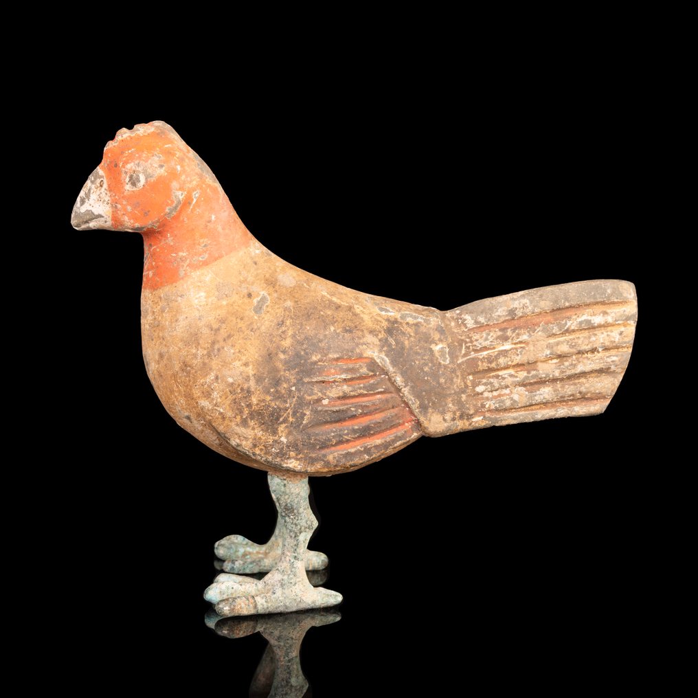 Altchinesisch- Han-Dynastie Tonvogel auf Bronze-Beinen – Anmutige Mingqi-Figur  (Ohne mindestpreis) #1.0