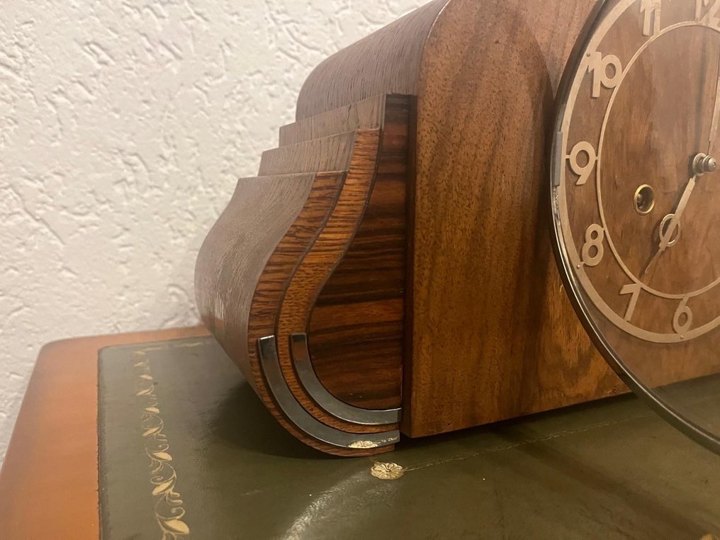 阿姆斯特丹校钟 - Junghans -  艺术装饰 木, 黄铜, 玻璃, 铬 - 1920-1930 #3.2